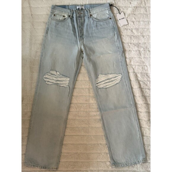 RE/DONE Loose Long Acqua Destroy Jeans Size 28 – Retail $325 NWT - Picture 3 of 10